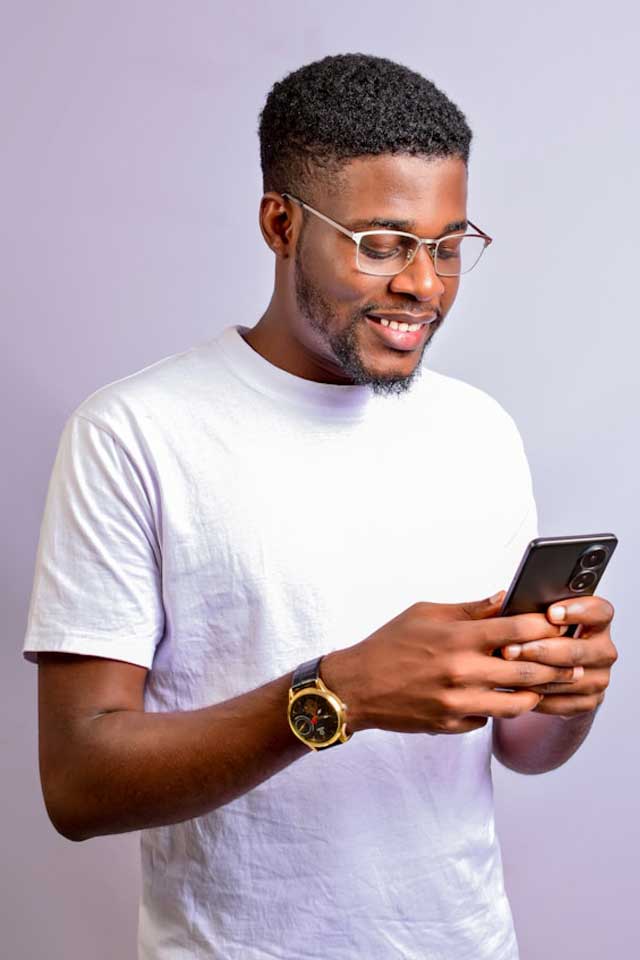 Person depositing money using phone